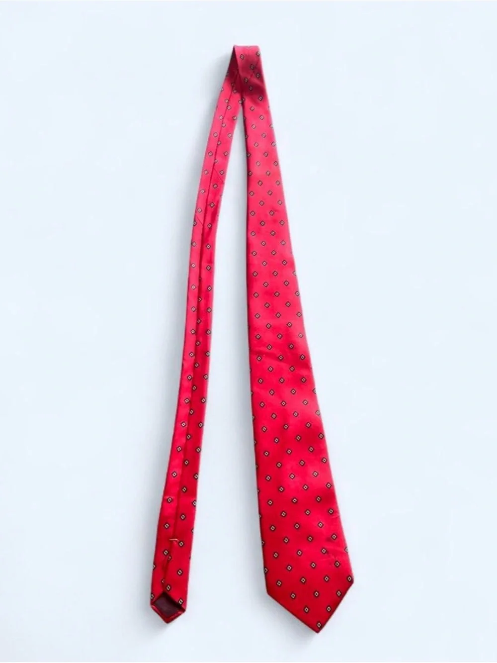 Classic Red Micro-Pattern Silk Tie - Unbranded